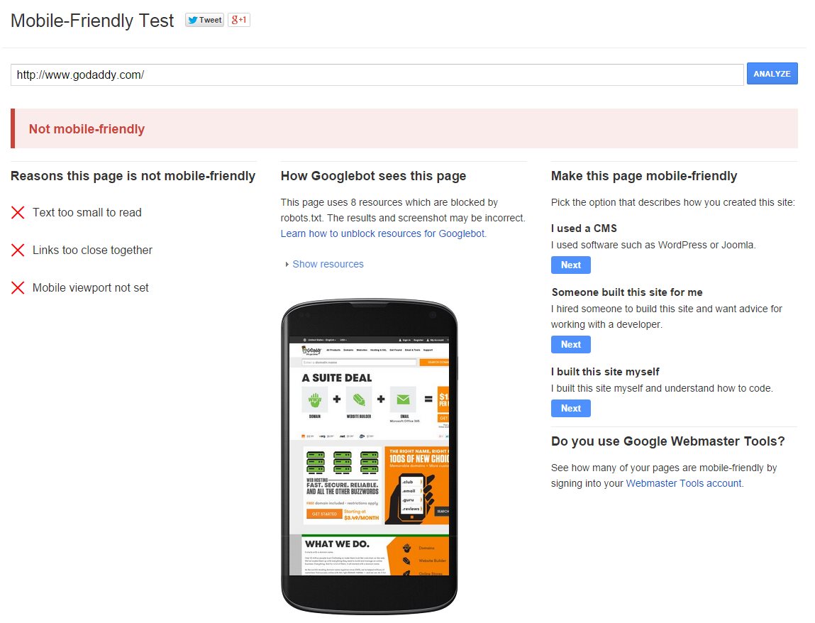 mobile friendly website test